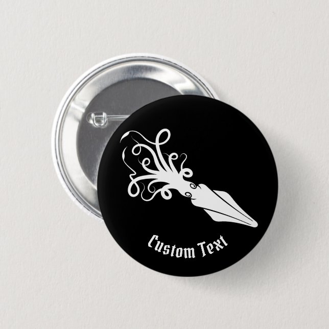 Squid Icon White 2 Inch Round Button (Front & Back)