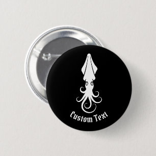 Squid Icon White 2 Inch Round Button