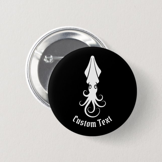 Squid Icon White 2 Inch Round Button (Front & Back)