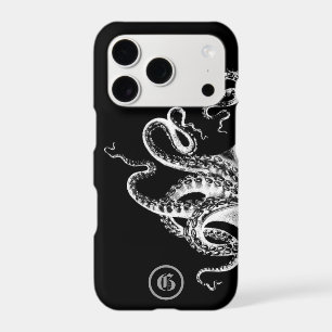 Squid on Black with Monogram