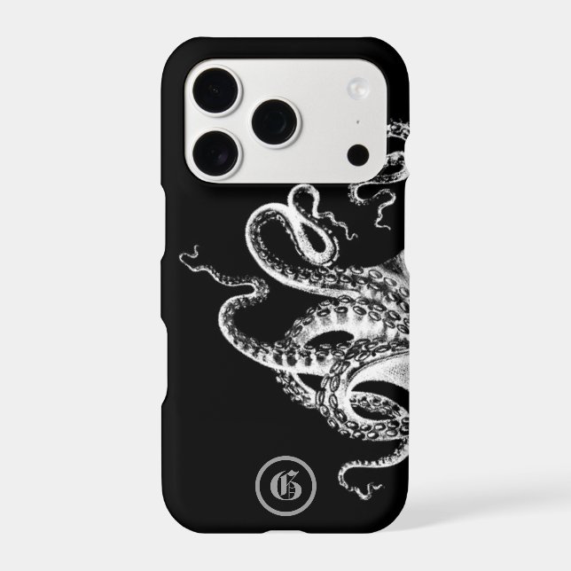 Squid on Black with Monogram (Back)