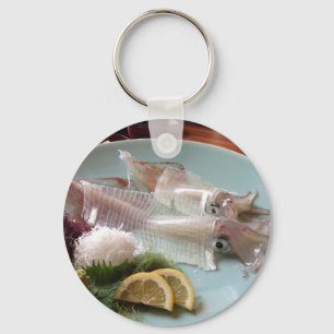 Squid Sashimi Japanese Meal Serving Lunch Dinner Keychain