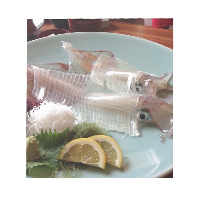 Squid Sashimi Japanese Meal Serving Lunch Dinner Notepad (Front)