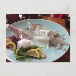 Squid Sashimi Japanese Meal Serving Lunch Dinner Postcard
