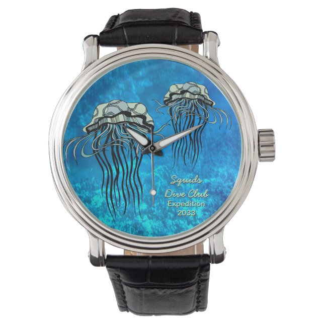 Squid - Sea life - Customizable Wrist Watch (Front)