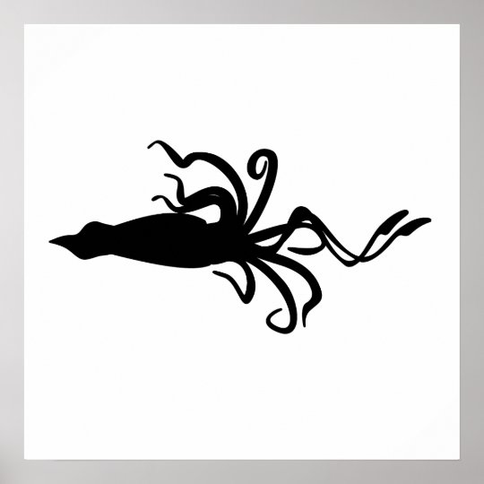 Squid Silhouette Poster | Zazzle.ca