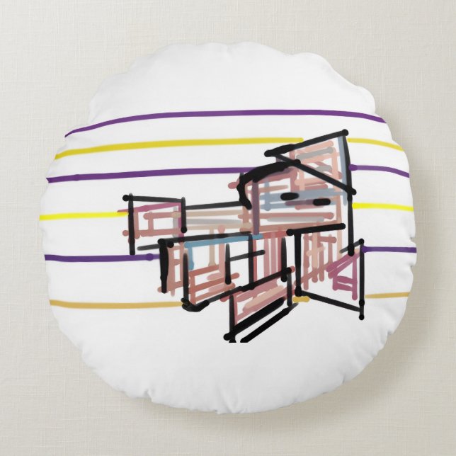 Squid  summer joy round pillow (Front)