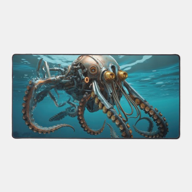 Squid with steampunk armour desk mat (Front)
