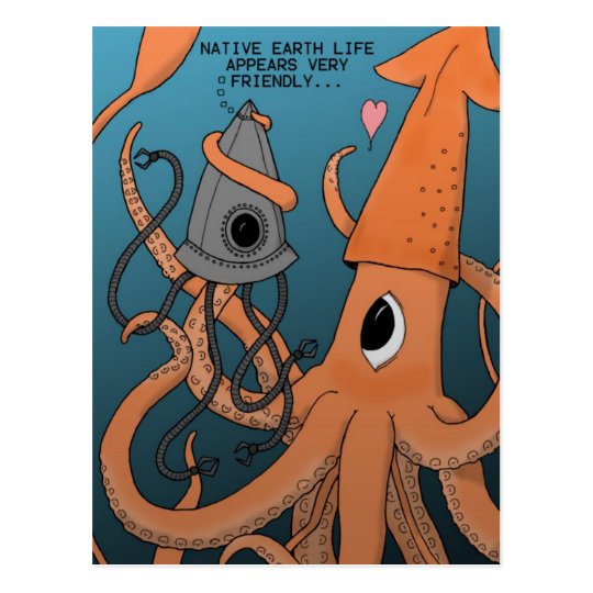 Squid X Alien Robot Postcard