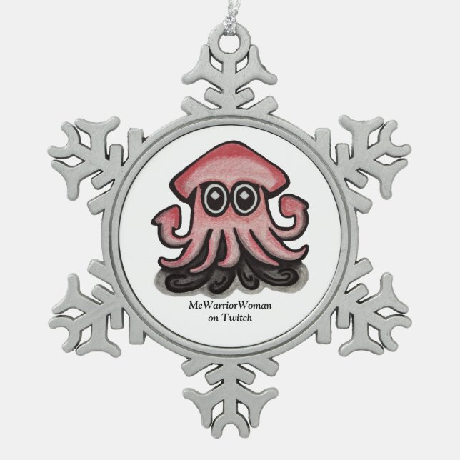 Squido squid, MeWarriorWoman on Twitch  Snowflake Pewter Christmas Ornament (Front)