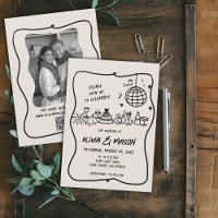 Squiggle Hand-Drawn Modern Doodle Unique Wedding