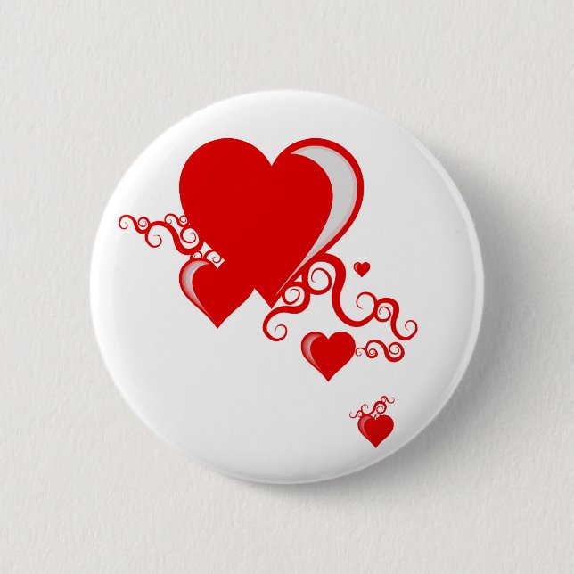 squiggle hearts. 2 inch round button (Front)
