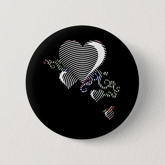 squiggle hearts 2 inch round button (Front)