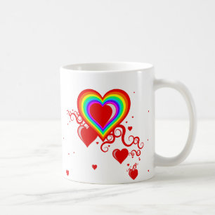 squiggle hearts. rainbowz. coffee mug