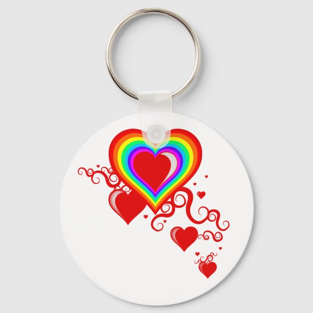 squiggle hearts. rainbowz. keychain (Front)