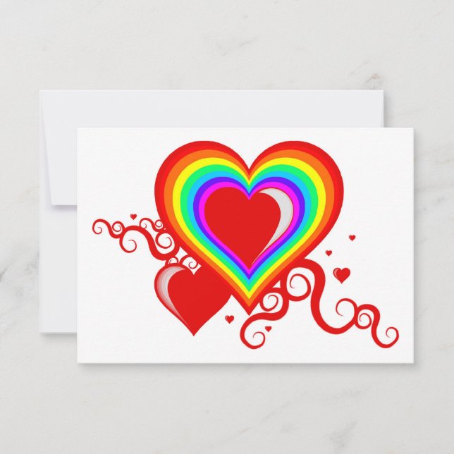 squiggle rainbow heart invitation (Front)