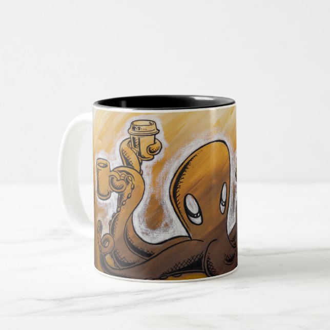 Squiggles: Caffeine in All Its Forms Two-Tone Coffee Mug (Front Left)