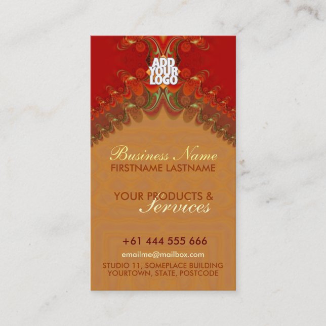 Squiggly2 Red Vertical Business Card (Front)