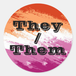 Squiggly Customizable Pronoun Lesbian Pride Flag Classic Round Sticker