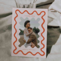 Squiggly Hand Drawn Line Orange Wedding Photo