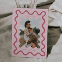 Squiggly Hand Drawn Line Pink Wedding Photo