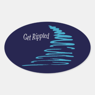 Squiggly Lines_Get Rippled_Aqua Oval Sticker