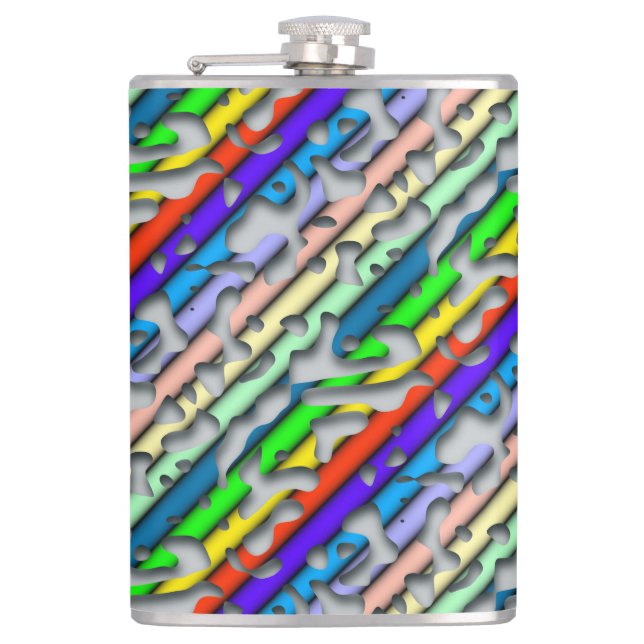 Squiggly Loops seamless pattern 07 + your backgr. Hip Flask (Front)