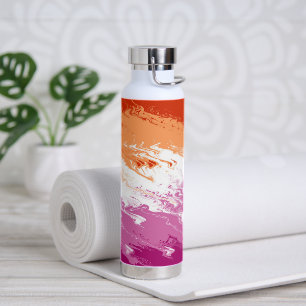 Squiggly Trippy Abstract Lesbian Pride Flag Water Bottle