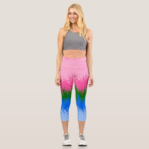 Squiggly Trippy Abstract Omniromantic Pride Flag Capri Leggings