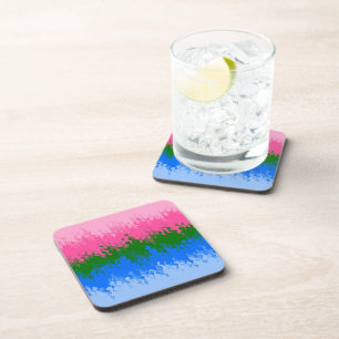 Squiggly Trippy Abstract Omniromantic Pride Flag Coaster