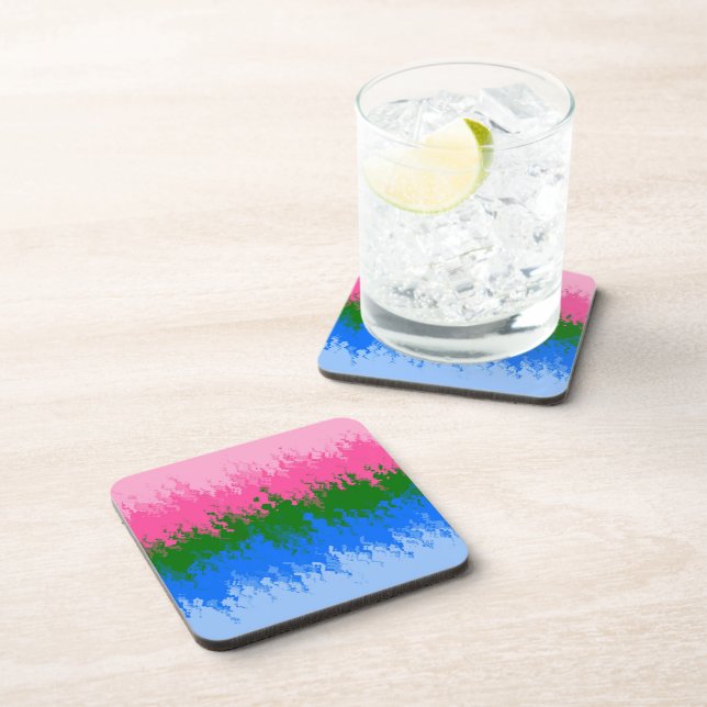 Squiggly Trippy Abstract Omniromantic Pride Flag Coaster (Right Side)