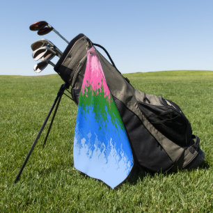 Squiggly Trippy Abstract Omniromantic Pride Flag Golf Towel