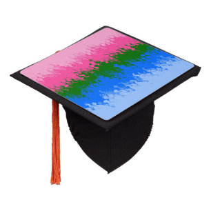 Squiggly Trippy Abstract Omniromantic Pride Flag Graduation Cap Topper