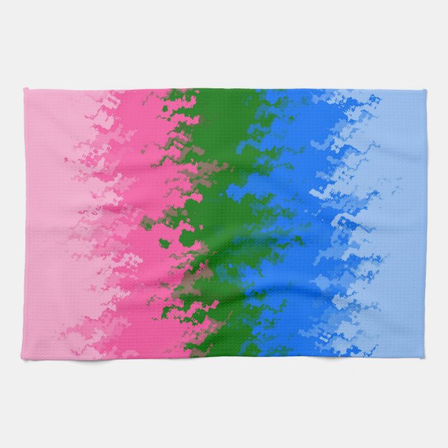 Squiggly Trippy Abstract Omniromantic Pride Flag Kitchen Towel (Horizontal)