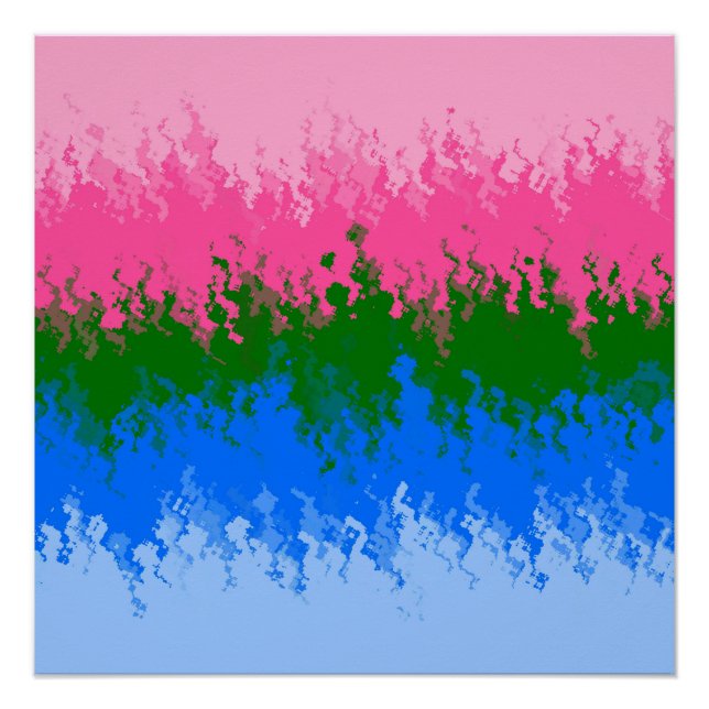 Squiggly Trippy Abstract Omniromantic Pride Flag Poster (Front)
