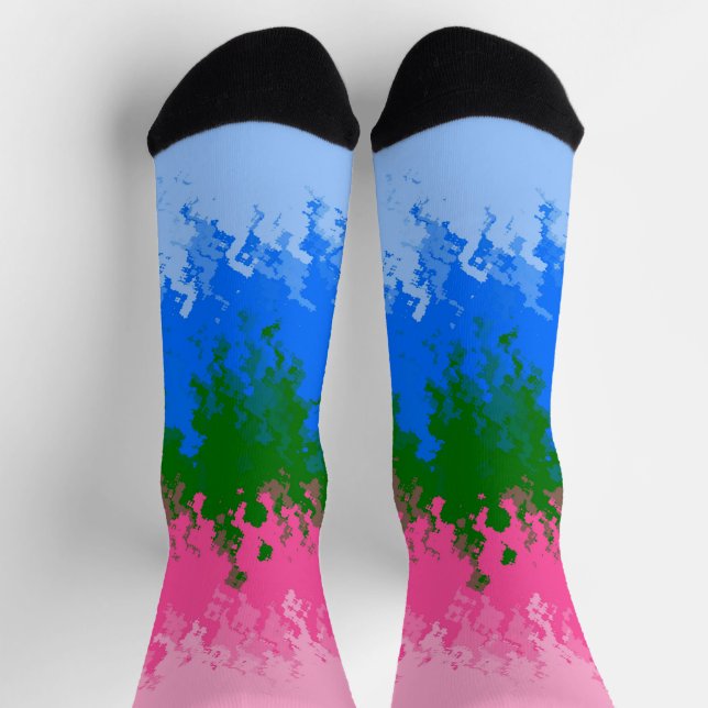 Squiggly Trippy Abstract Omniromantic Pride Flag Socks (Top)