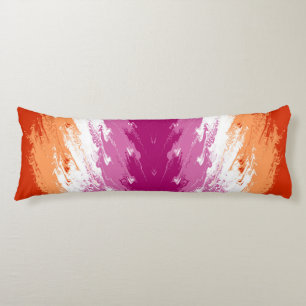Squiggly Trippy Groovy Abstract Lesbian Pride Flag Body Pillow