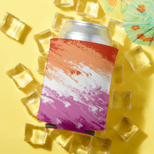 Squiggly Trippy Groovy Abstract Lesbian Pride Flag Can Cooler