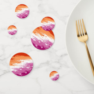 Squiggly Trippy Groovy Abstract Lesbian Pride Flag Confetti
