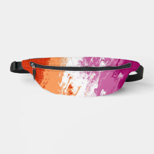 Squiggly Trippy Groovy Abstract Lesbian Pride Flag Fanny Pack