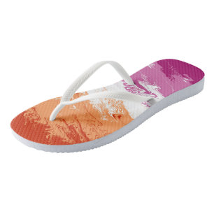 Squiggly Trippy Groovy Abstract Lesbian Pride Flag Flip Flops