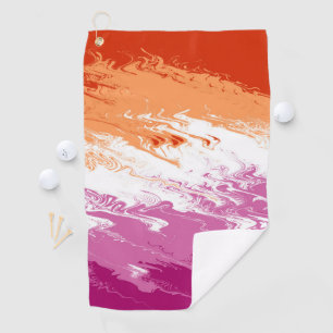 Squiggly Trippy Groovy Abstract Lesbian Pride Flag Golf Towel