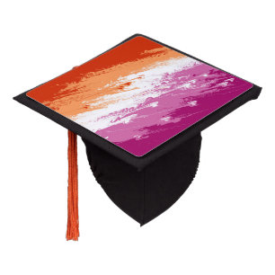 Squiggly Trippy Groovy Abstract Lesbian Pride Flag Graduation Cap Topper