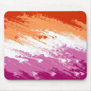 Squiggly Trippy Groovy Abstract Lesbian Pride Flag Mouse Pad