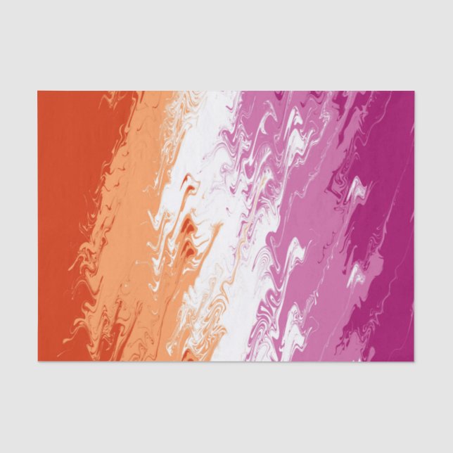 Squiggly Trippy Groovy Abstract Lesbian Pride Flag Tissue Paper (Front)