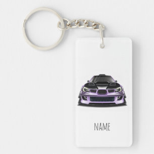 squint eye purple hand drawn art keychain