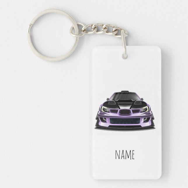 squint eye purple hand drawn art  keychain (Front)