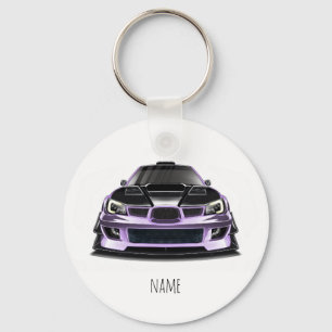 squint eye purple hand drawn art keychain