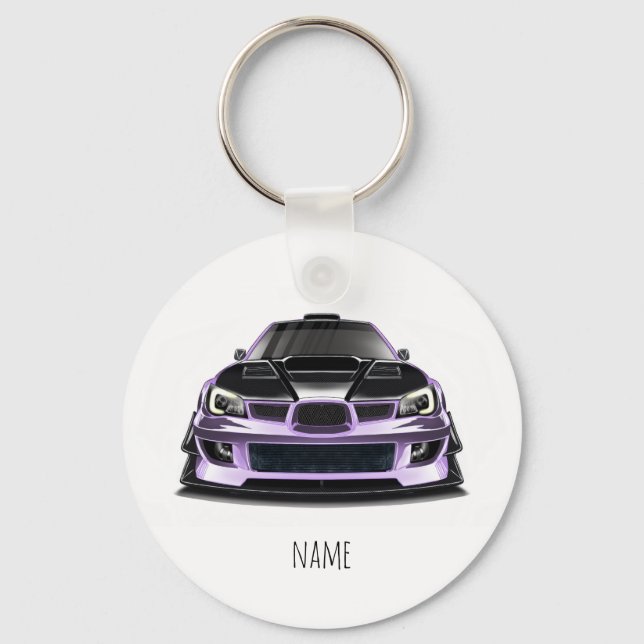 squint eye purple hand drawn art  keychain (Front)