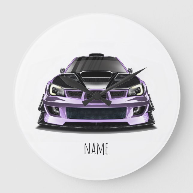 squint eye purple hand drawn art  large clock (Front)